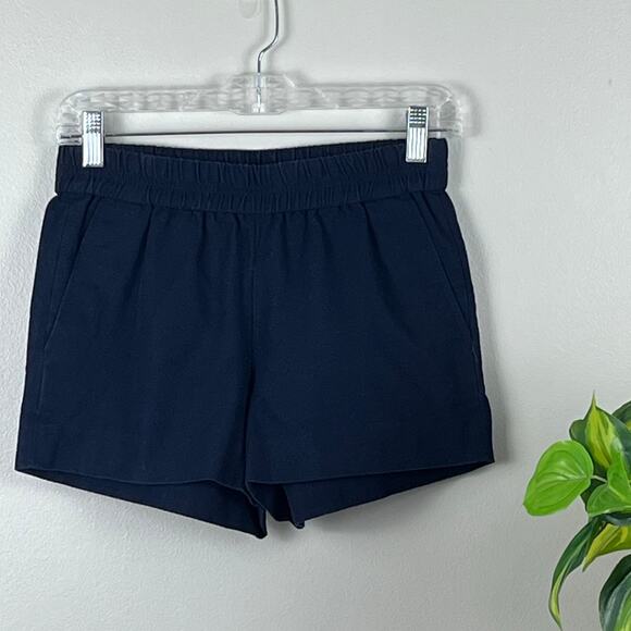 J. Crew Pants - J. Crew Navy Blue 3" Inseam Elastic Waist Cotton Shorts  Size 00